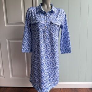 Vineyard Vines UPF Linear Whale Tail Performance Shirt Dress Marlin